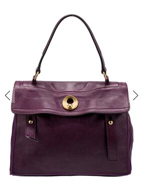 Yves Saint Laurent Deep Purple Leather Satchel with Gold Hardware